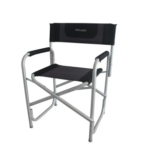 1 - Cadeira dobrável de diretor de alumínio Midland preto cinza Camper Camping